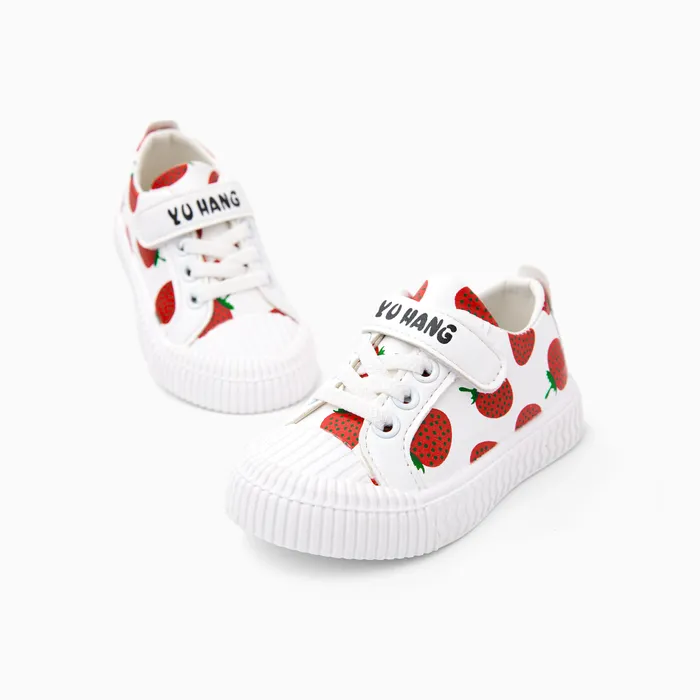 Tout-petit / Enfant fille élégant fraise à motifs Velcro chaussures décontractées