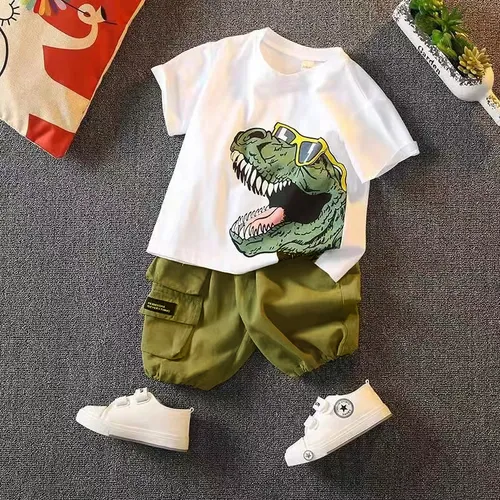 2 piezas Conjuntos de niños Animal&Dinosaurio Pantalones cortos Niñito Niño