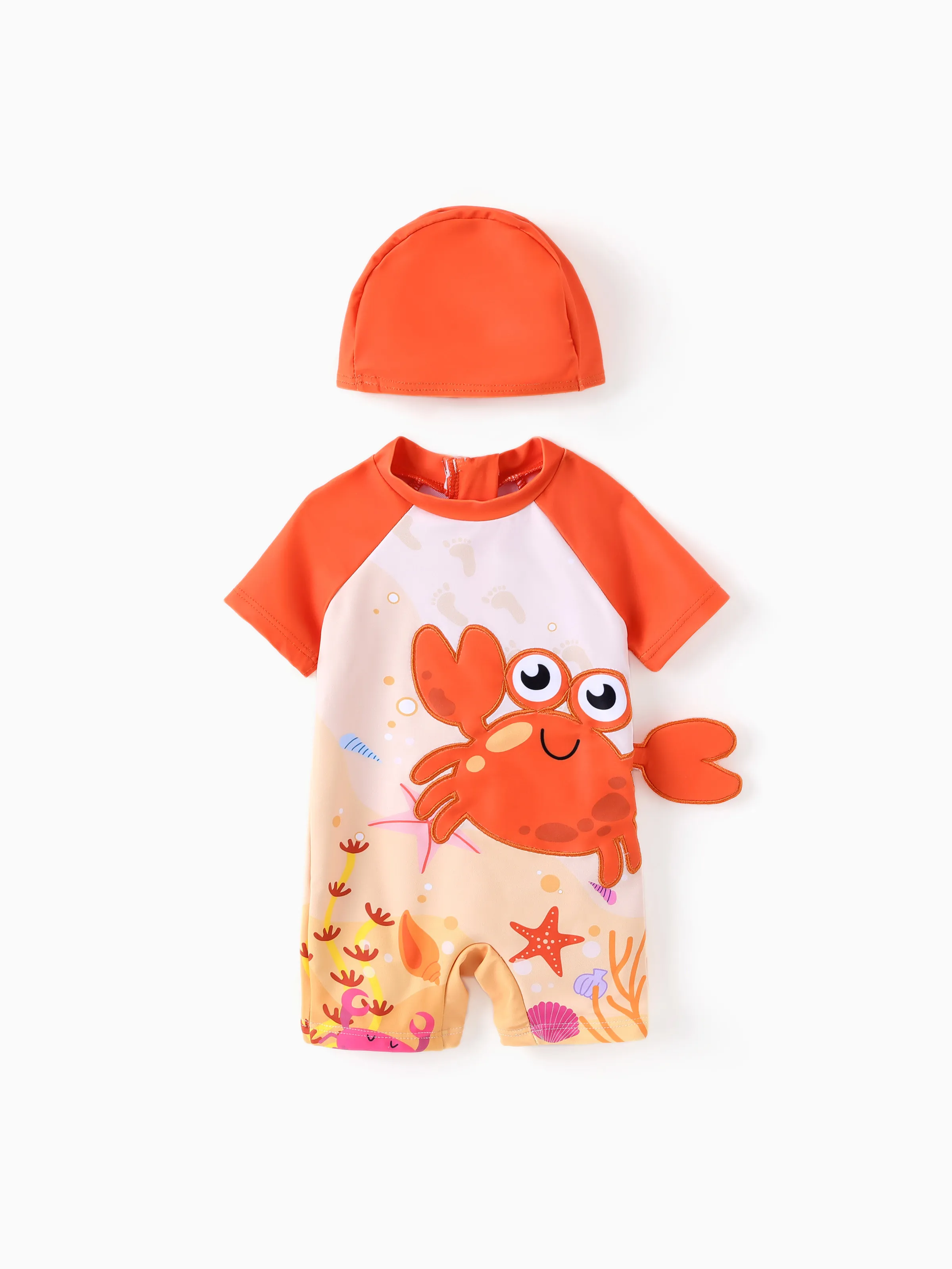 

Baby Boy 2pcs Marine Shark Print Swimsuit with Swimming Cap