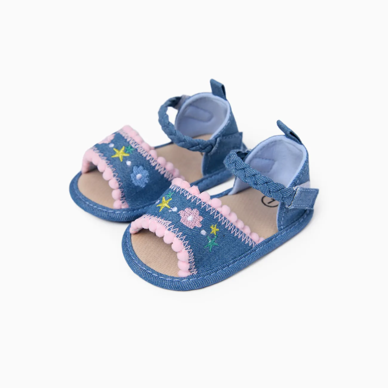Baby/Toddler Girl Bohemia Tasseled Flower Embroidered Denim Canvas Velcro Pre-walker Shoes