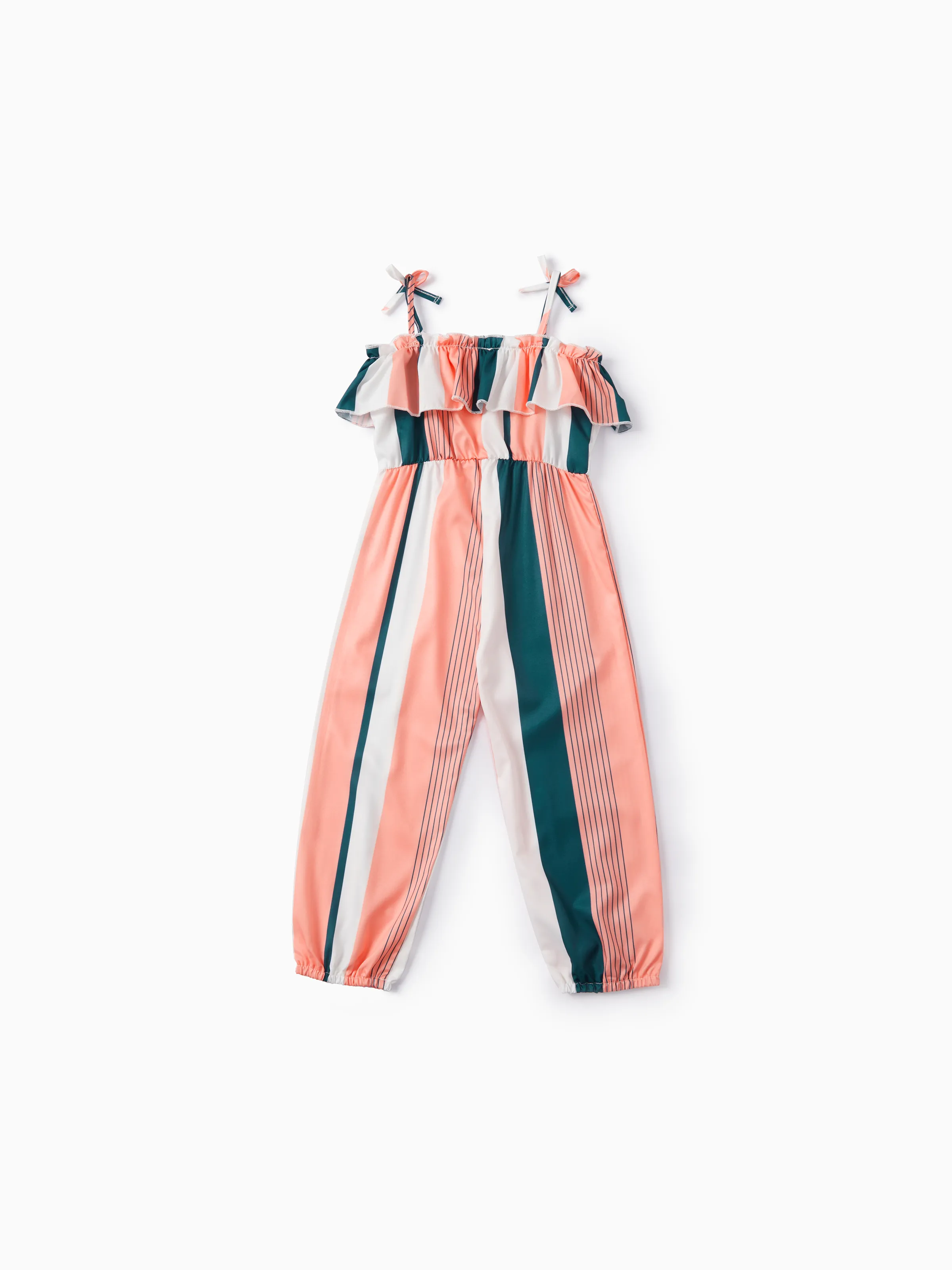 Toddler Girl Colorful Stripe Ruffled Cami Jumpsuit Only