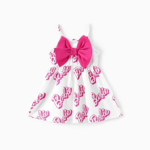 Barbie Niño Pequeño / Niño Niñas 1pc Vestido sin mangas con estampado de letras clásico Bowknot