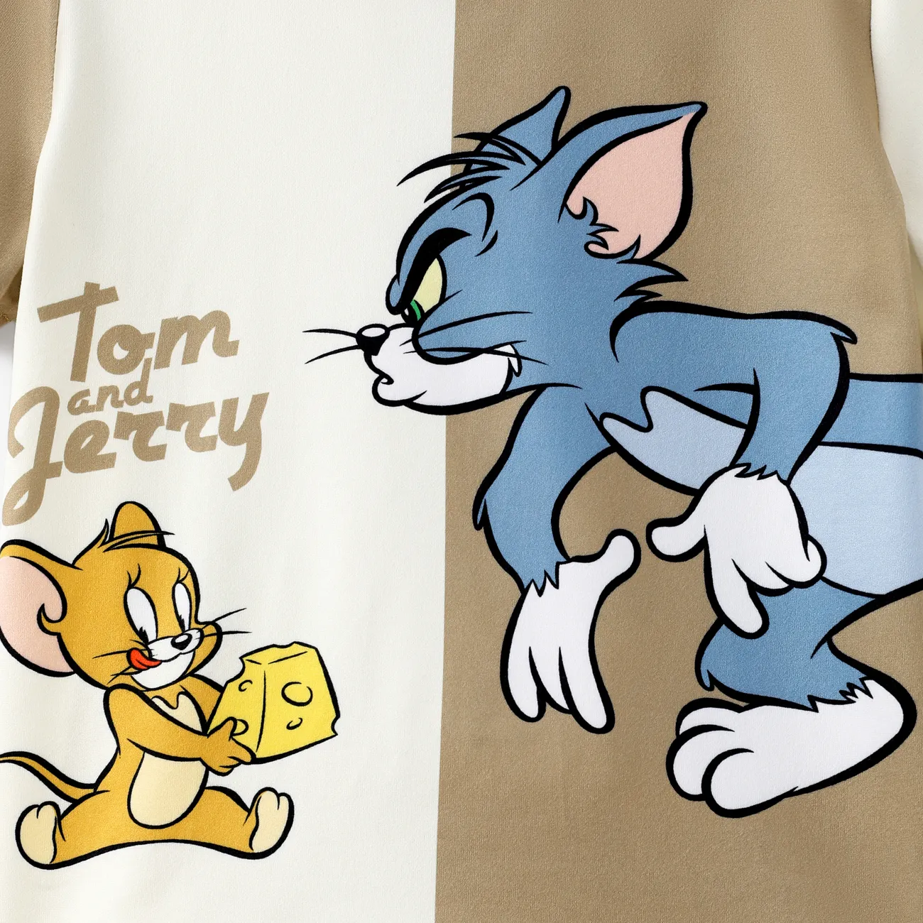 Tom and Jerry Toddler Boys 2pcs Colorblock Funny Character Print Tee and Shorts Set Khaki big image 1