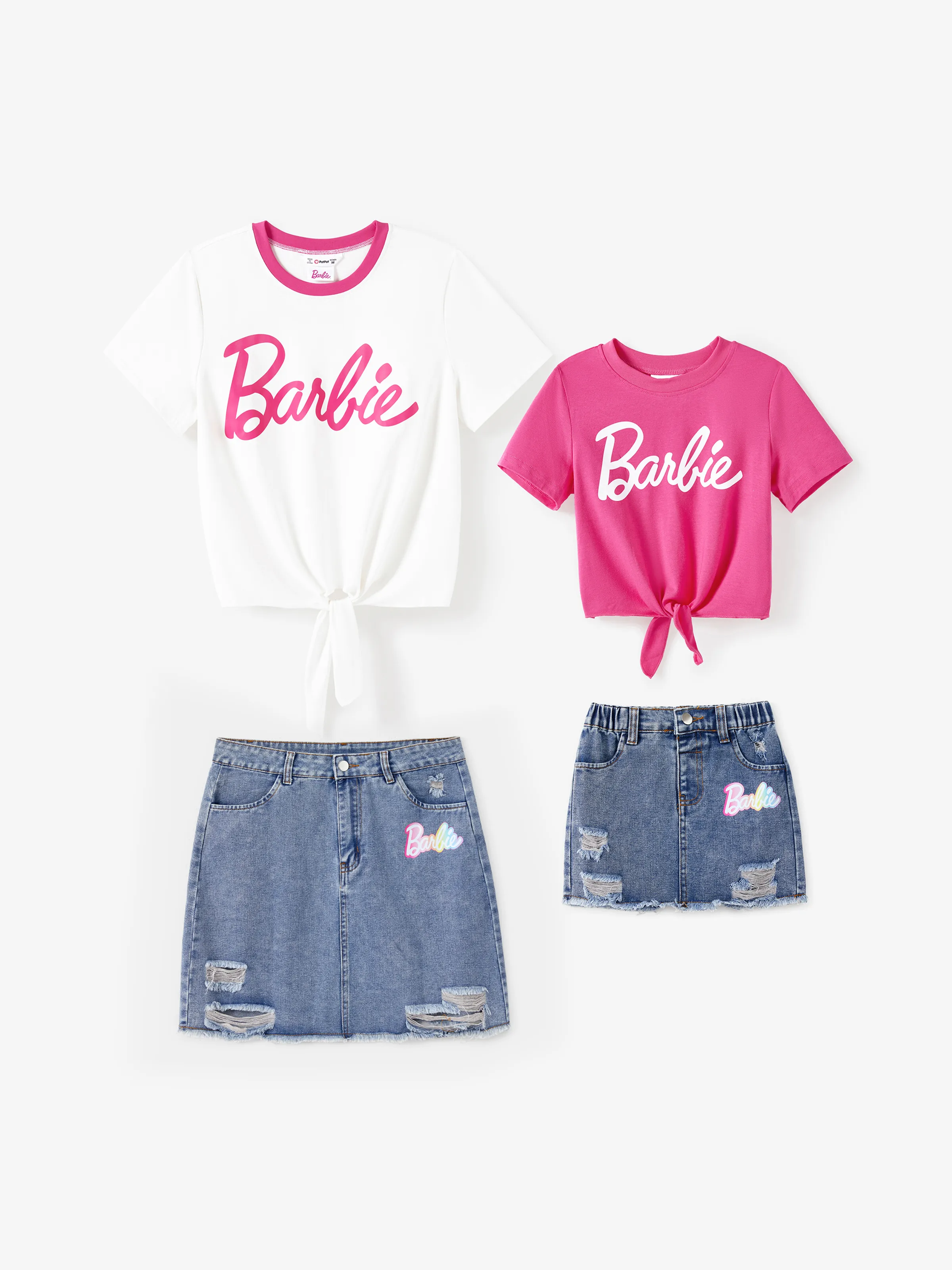 Barbie Mommy and Me Colorful Classic Letter Logo Print Denim Skirt