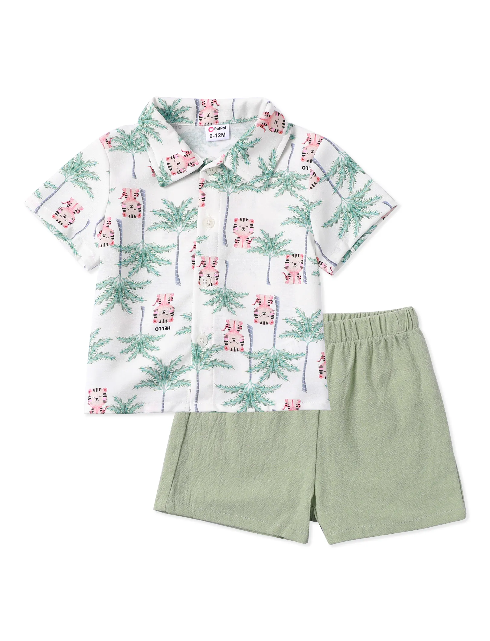 

Baby Boy 2pcs Childlike Tiger Print Shirt and Shorts Set