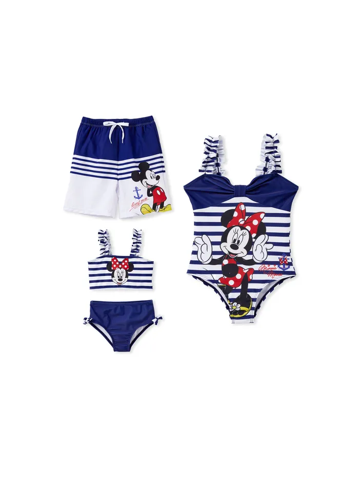 Disney Mickey and Friends Sibling Set Boys/Girls Character Stripped Swimsuit
