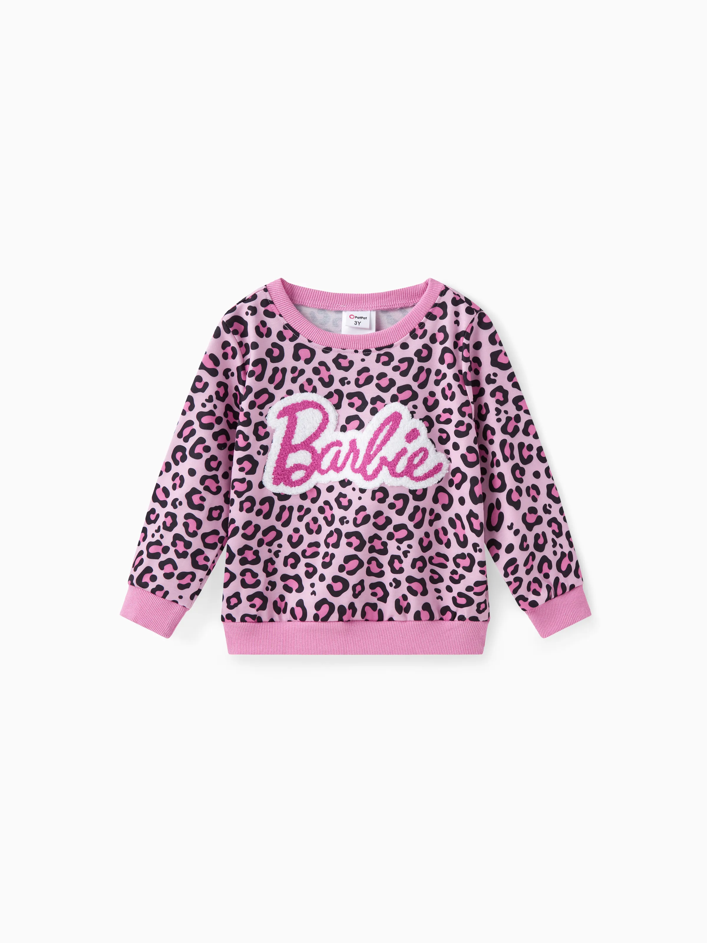 

Barbie Toddler/Kid Girl Naia™ Letter Embroidered Leopard Pullover Sweatshirt
