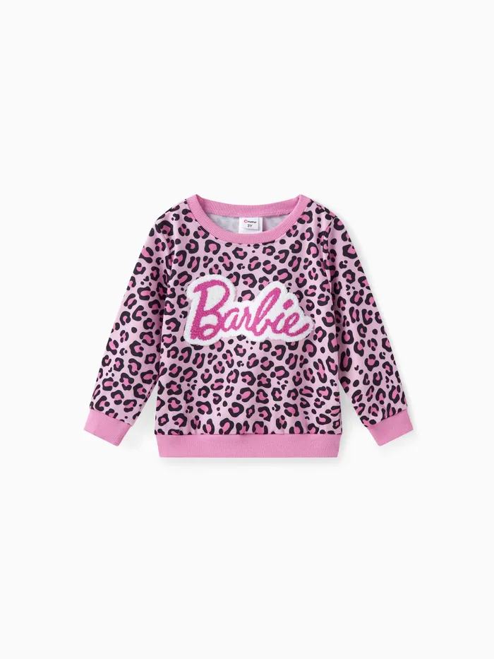 Barbie Toddler/Kid Girl Naia™ Letter Embroidered Leopard Pullover Sweatshirt 