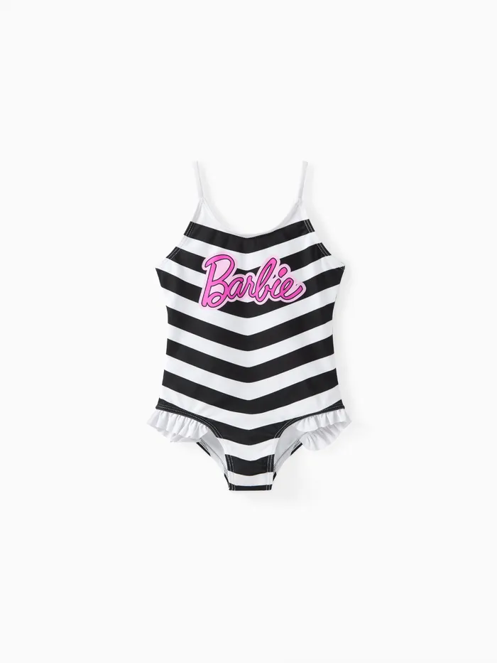 Barbie Mommy and Me 1pc Vintage Stripe pattern Doll Cosplay Style Print Swimsuit
