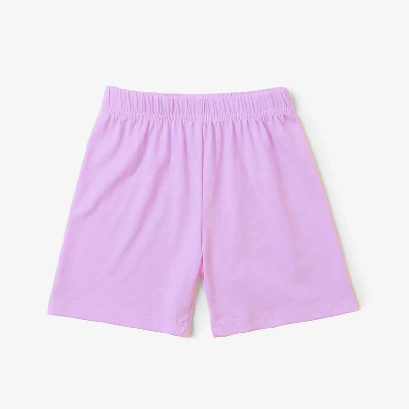 Toddler Boy/Girl 2pcs Cotton Solid Color Tee and Shorts Set Light Purple big image 1