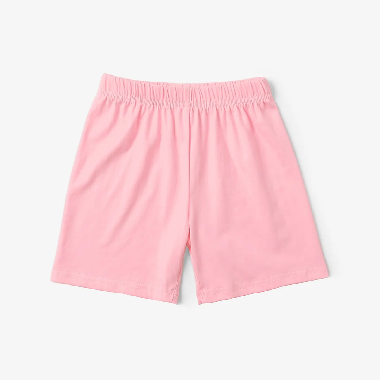 Toddler Boy/Girl 2pcs Cotton Solid Color Tee and Shorts Set Pink big image 1