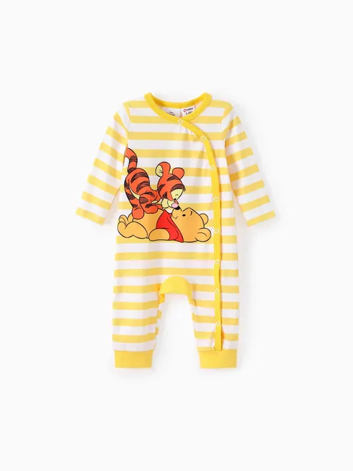 Disney Winnie the Pooh Baby Girl/Boy Stripe & Character Print Long-sleeve Jumpsuit 