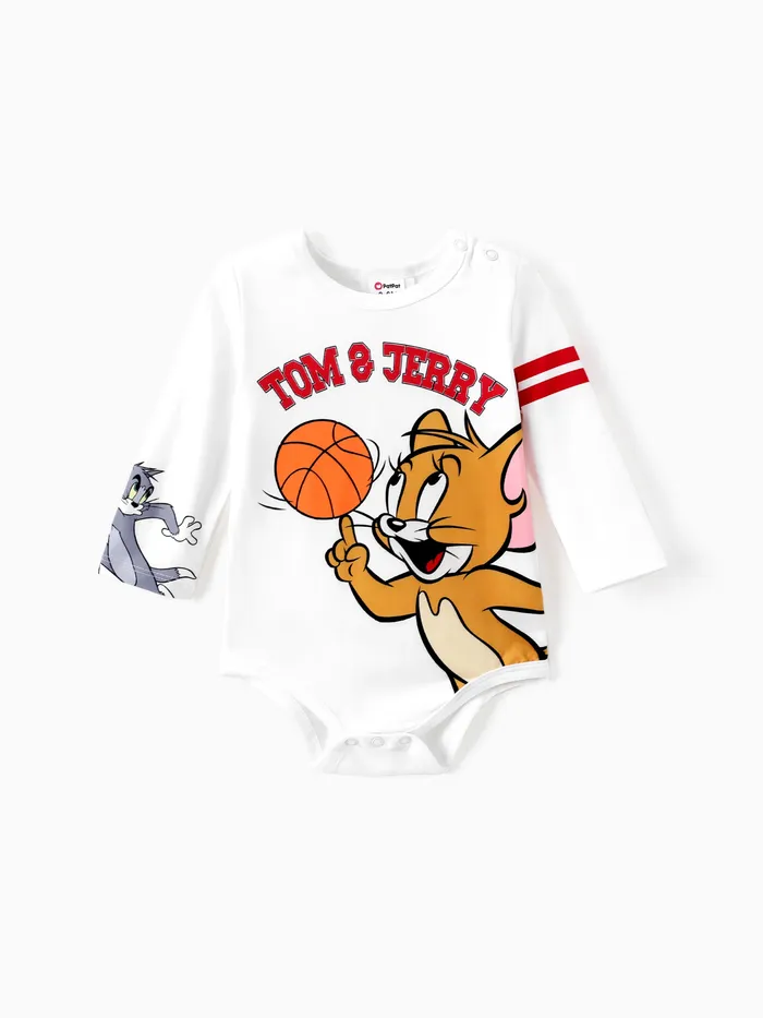 Tom y Jerry niño / bebé romper con divertido patrón de baloncesto 