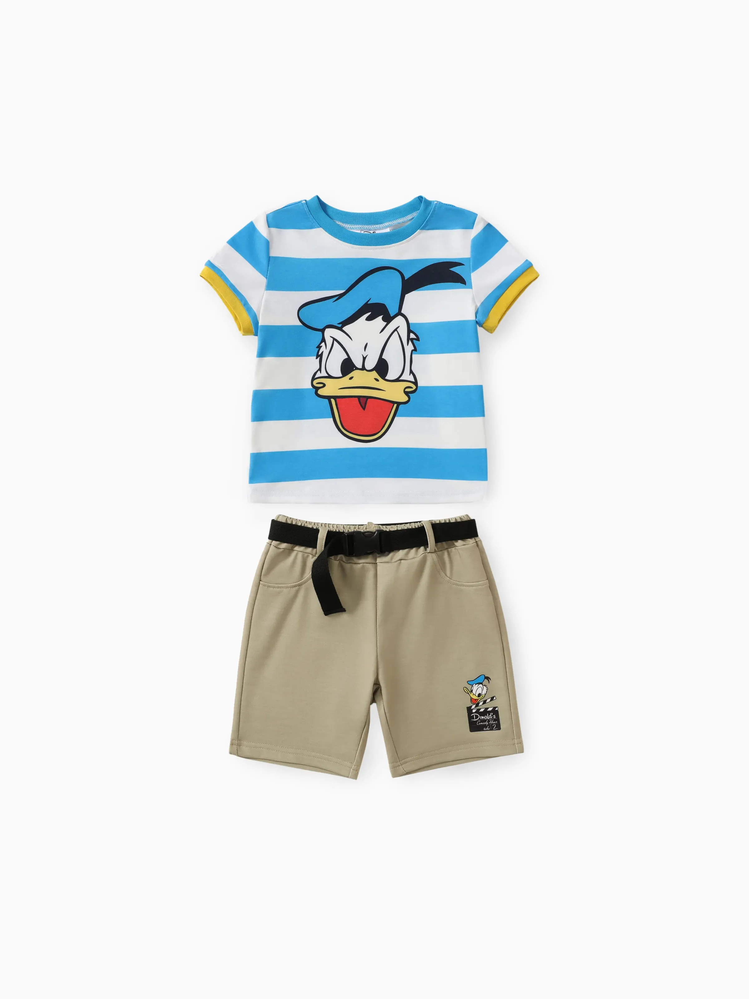 

Disney Mickey and Friends Toddler/Kid Boys 2pcs Naia™ Mickey Checker Print Top with Detachable Belt Shorts Set