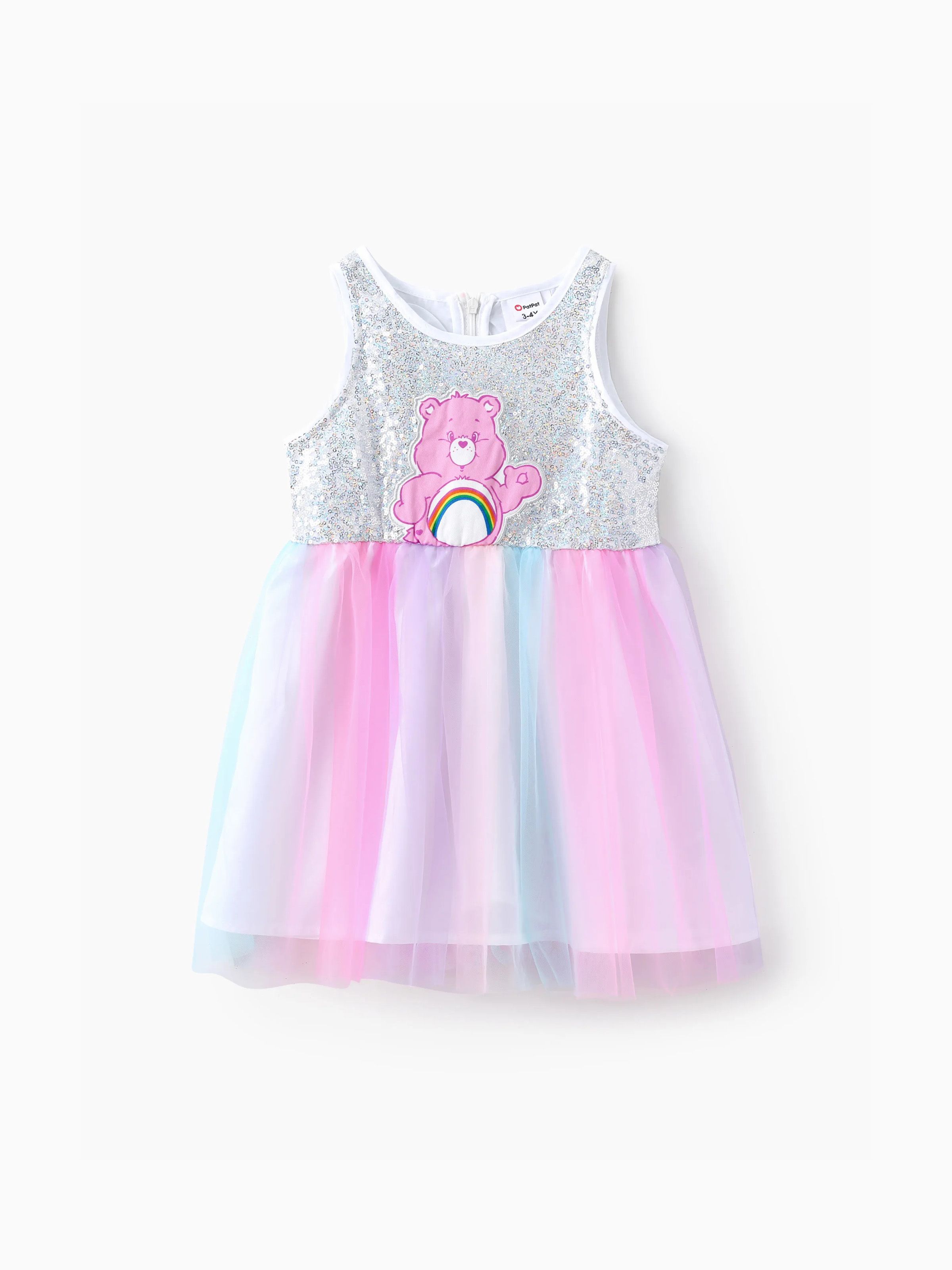 

Care Bears Toddler/Kids Girls 1pc Character Print Sequin Mesh Sleeveless Dress