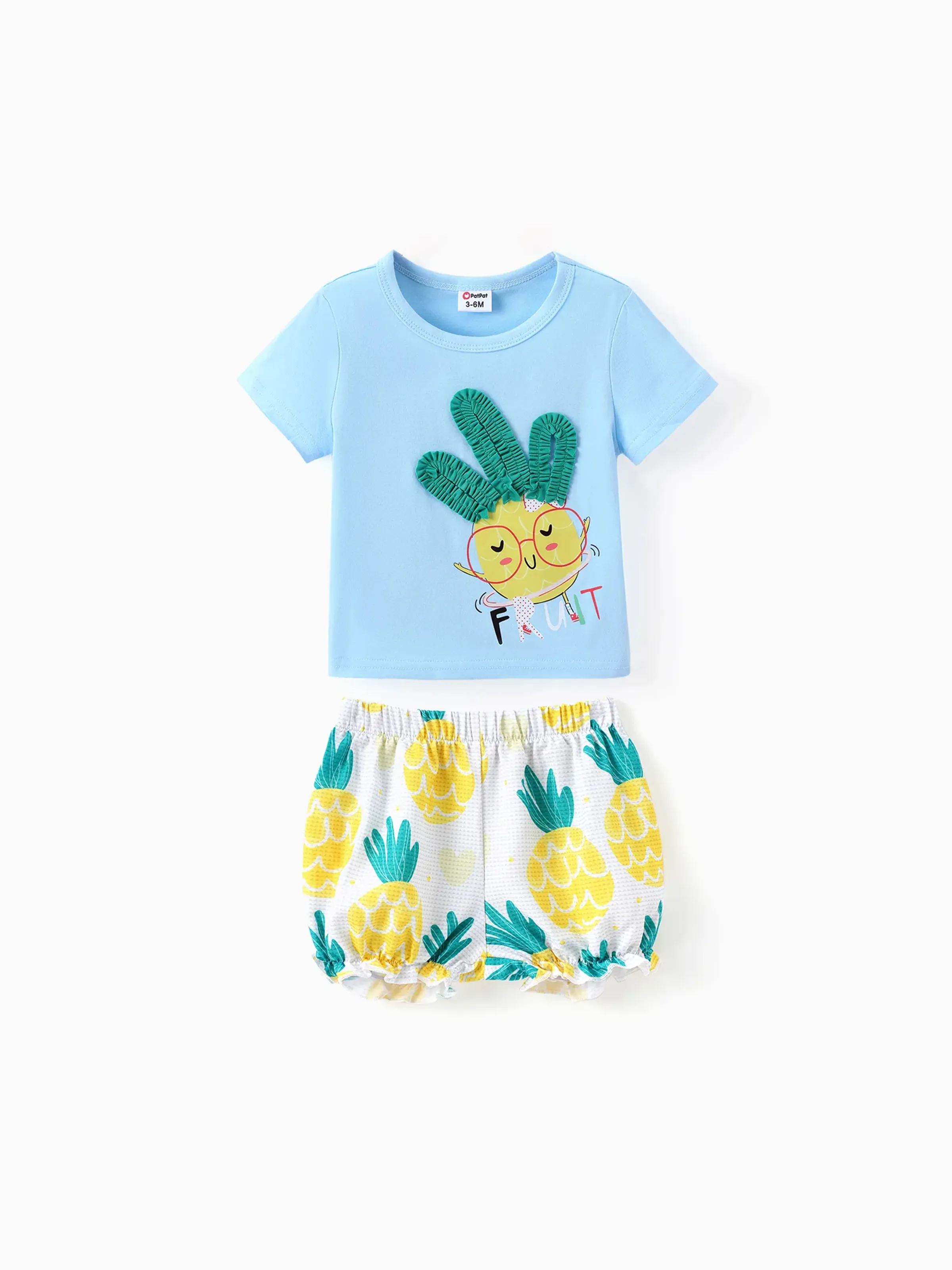 

Baby Girl 2pcs Childlike Pineapple Print Tee and Shorts Set