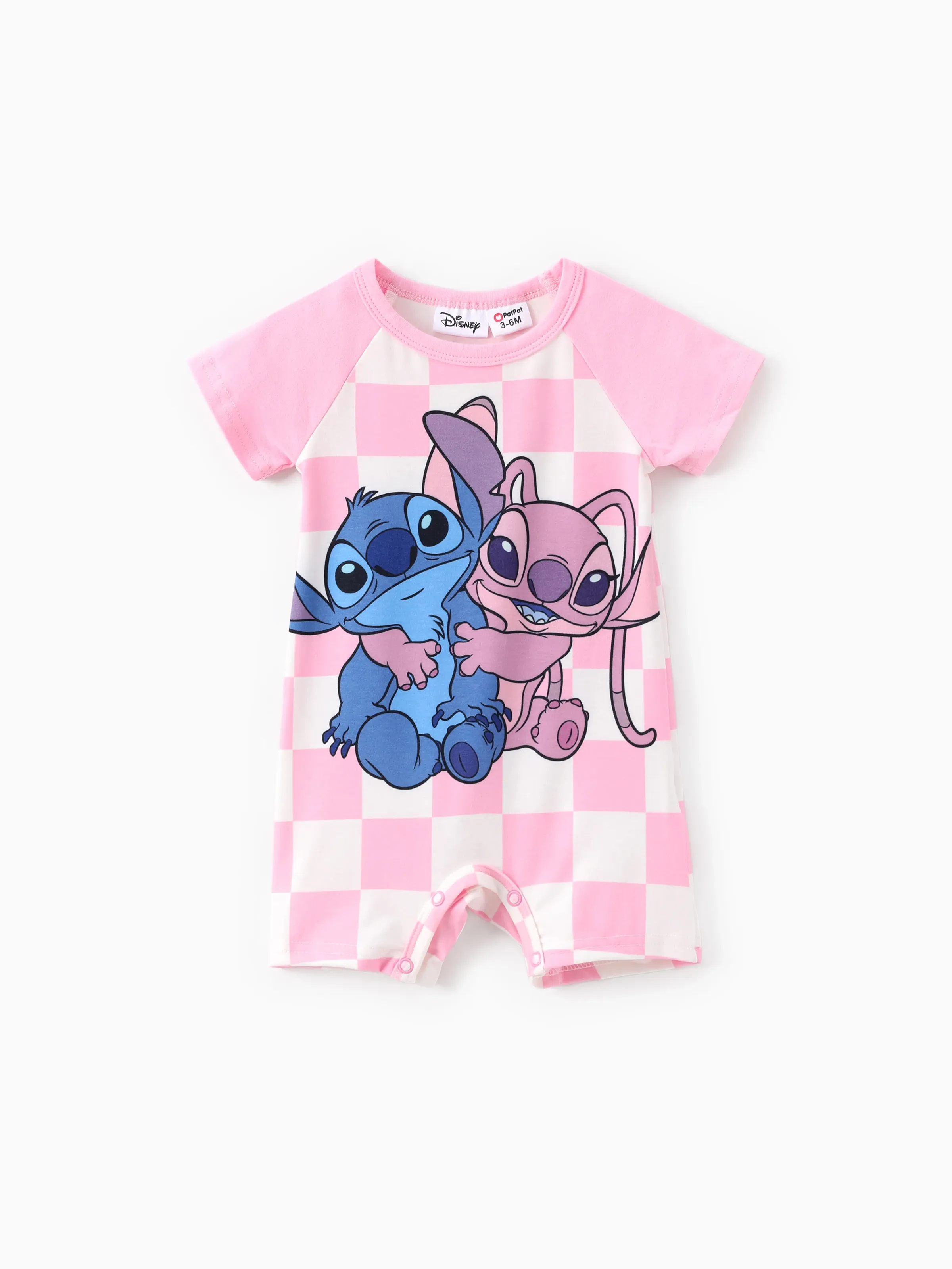 Disney Stitch Bebé Niños/Niñas 1pc Naia™ Cuadrícula de Personajes / Tablero de ajedrez Imprimir Mameluco