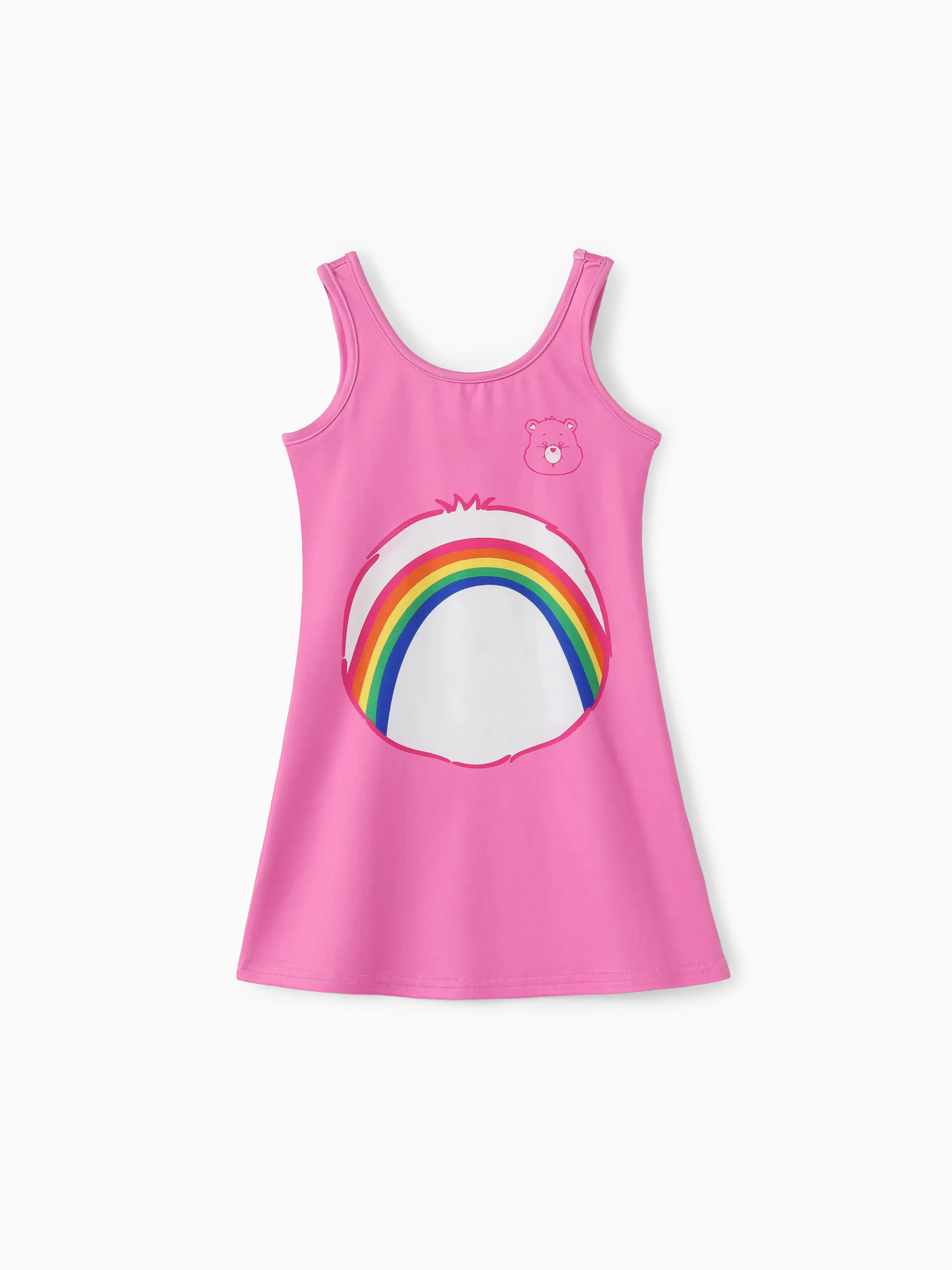 

Care Bears Toddler/Kid Girls 1pc Happy Bear Belly Rainbow Sun Print Sleeveless Dress