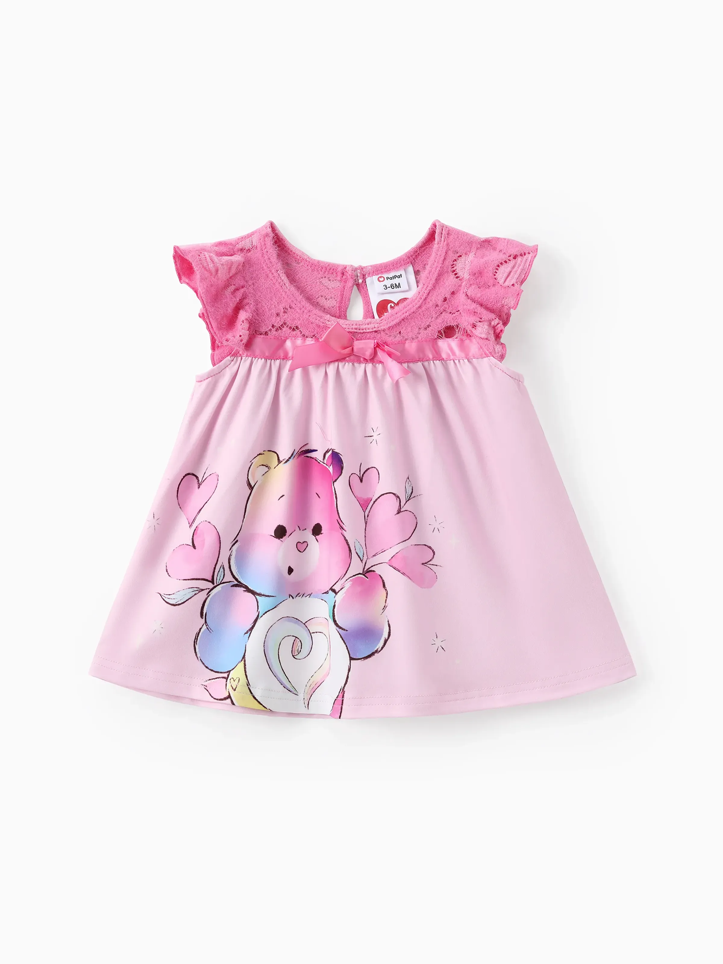 

Care Bears Baby Girls 1pc Character Heart-pattern Print Lace Bowknot Flutter-sleeve Dress