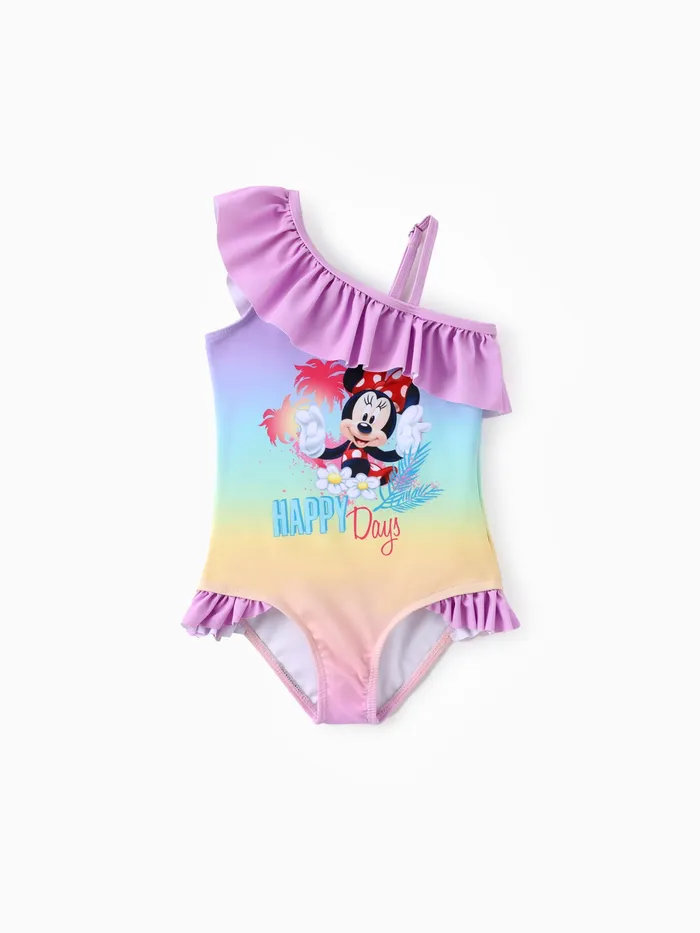 Disney Mickey and Friends Toddler Girl Leopard print off-shoulder ruffle swimsuit