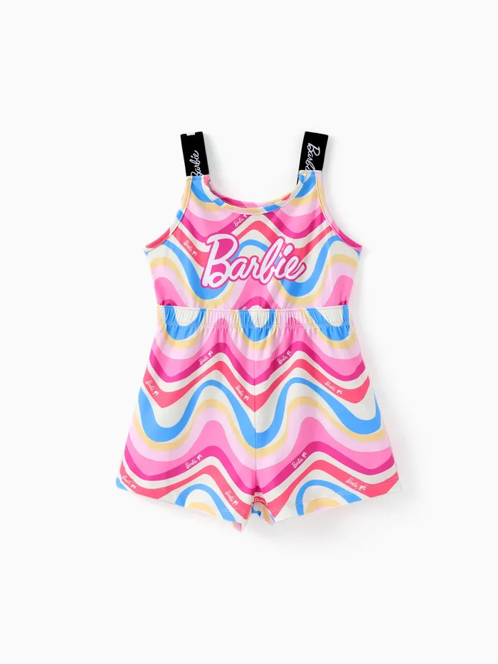 Barbie Kleinkind/Kid Girl gebundenes buntes Muster mit klassischem Logo-Print-Jumpsuit