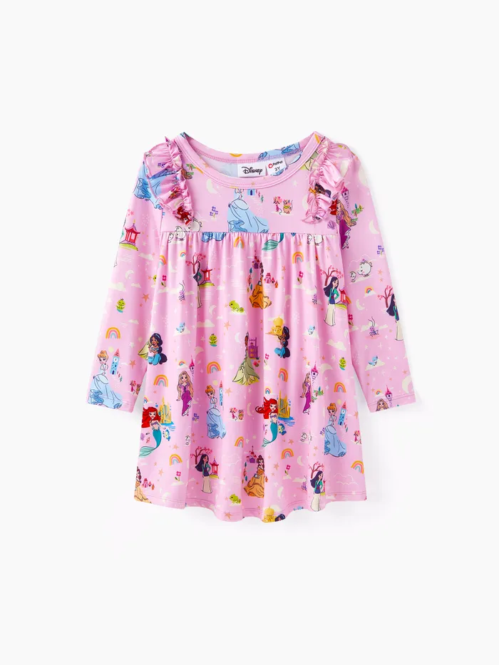 Disney Princess Toddler Girl Character Print Long-sleeve Dress 