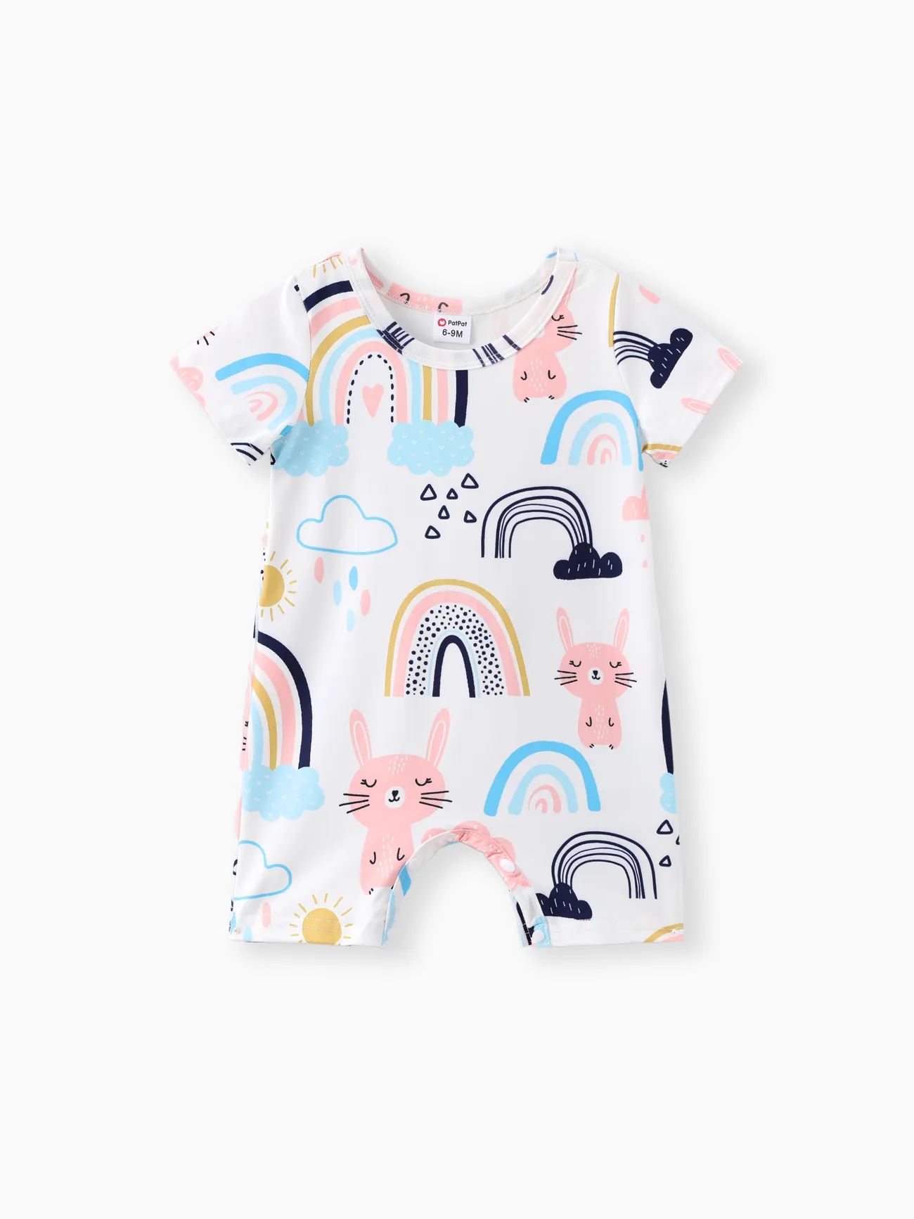 Baby Girl Rabbit Print Short-sleeve Romper