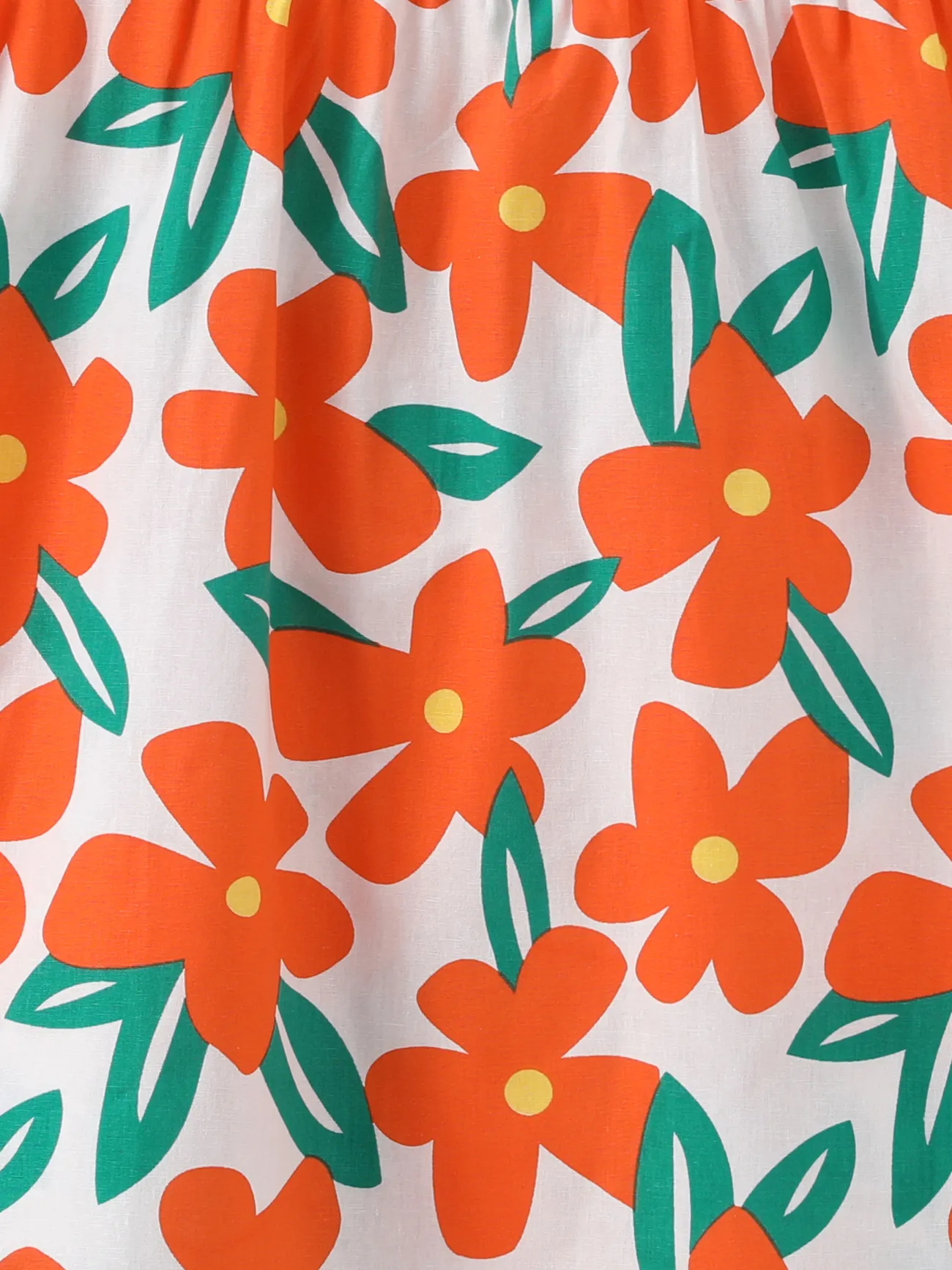100% Cotton Baby Girl All Over Floral Print Flutter-sleeve Loose-fit Dress Orange big image 1