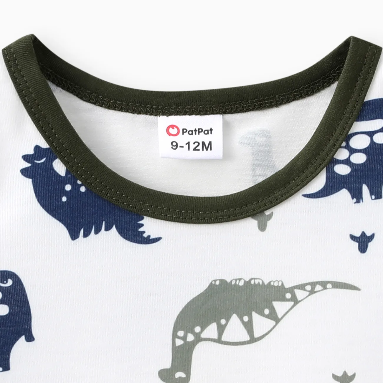 طقم تي شيرت بأكمام قصيرة وطبعة ديناصور للأطفال من قطعتين وشورت متين العمري الأخضر big image 1