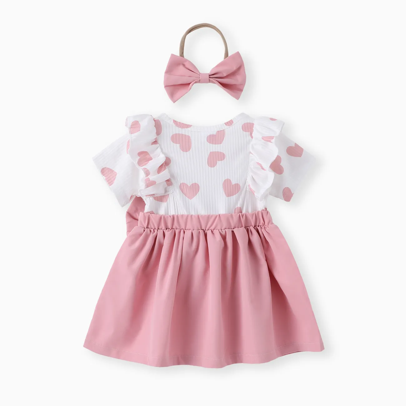 2 Stück Baby Stoffnähte Süß Kurzärmelig Kleider rosa big image 1