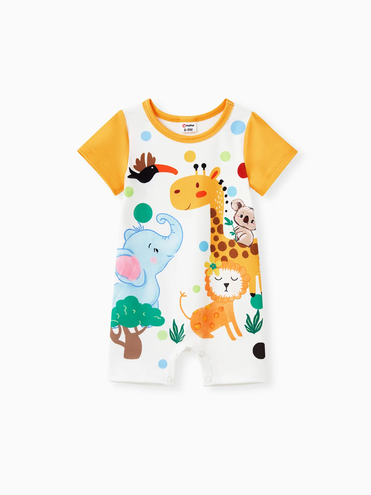 Bebé Unisex Costura de tela Animales Infantil Manga corta Mamelucos y monos Bloque de color big image 1