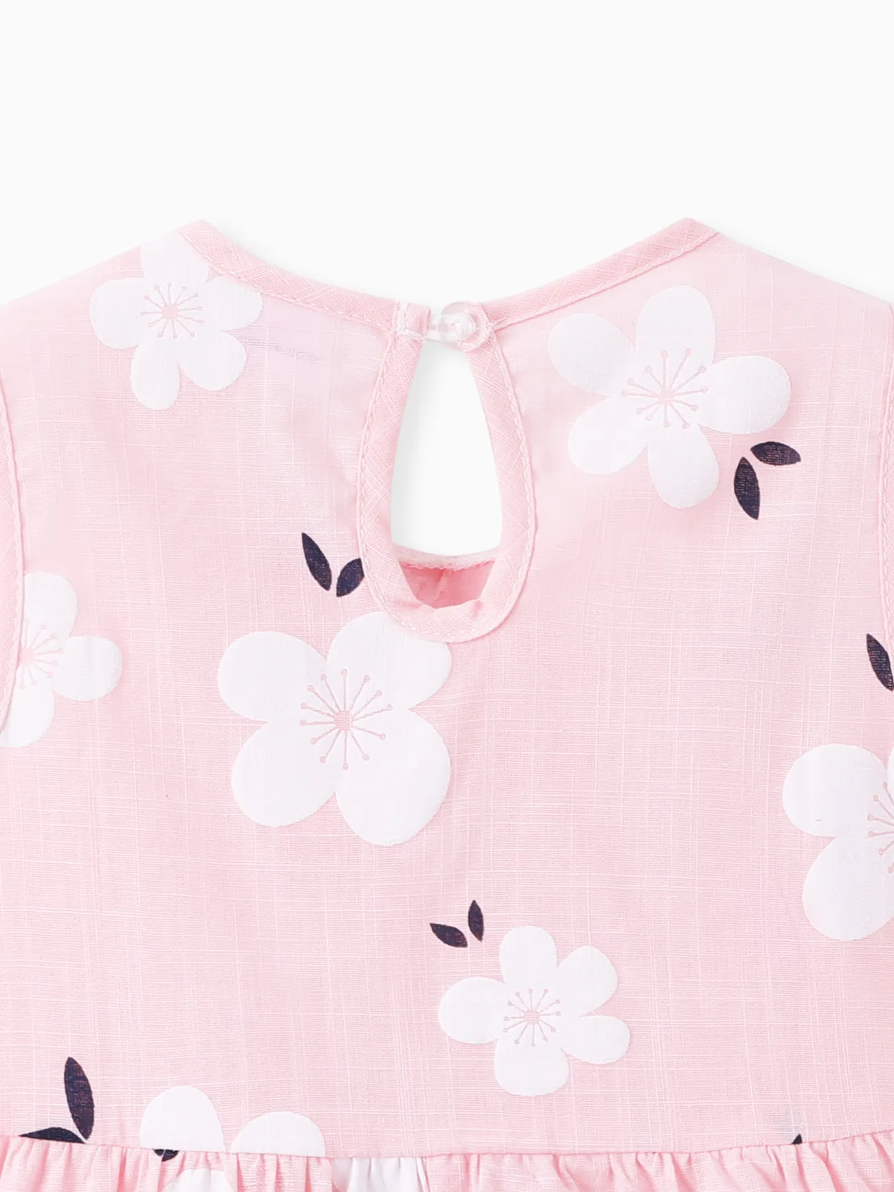 100% Cotton Baby Girl Peter Pan Collar Floral Print Tank Dress Light Pink big image 1