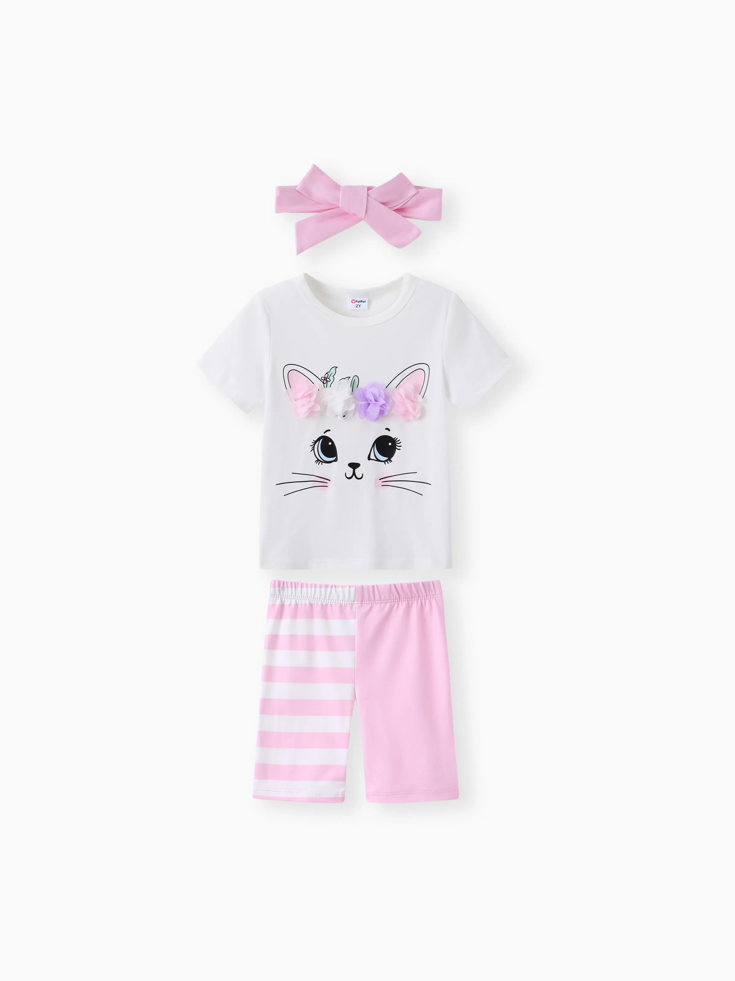 

Toddler Girl 3pcs Unicorn Print Tee and Shorts and Headband Set