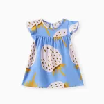 Baby Girl Girl Strawberry Print Flutter-sleeve Dress Blue