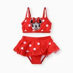 Disney Mickey and Friends Baby/Toddler Girls 2pcs Warermellon Polka Dots Embroidered Minnie Patch Swimsuit Red