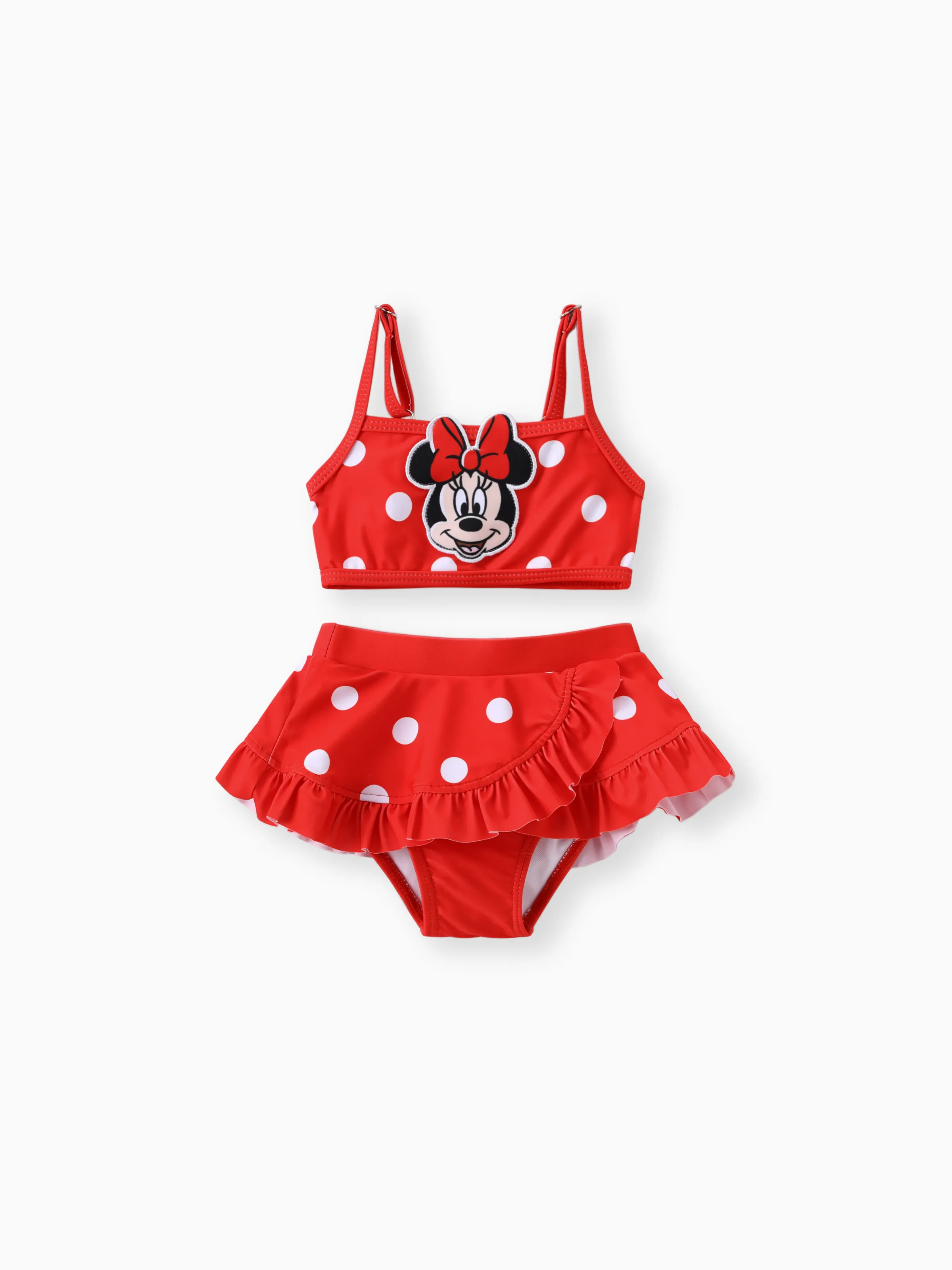 

Disney Mickey and Friends Baby/Toddler Girls 2pcs Warermellon Polka Dots Embroidered Minnie Patch Swimsuit