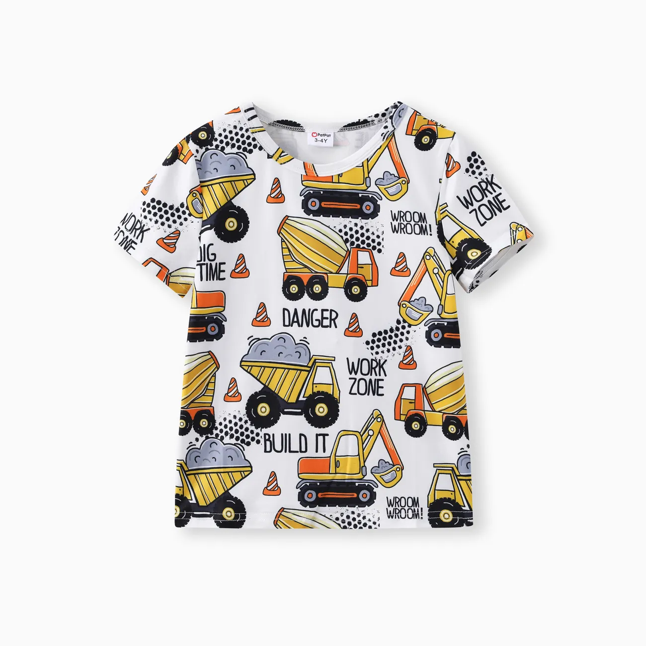 Toddler Boy Vehicle Print Colorblock Short-sleeve Tee White big image 1