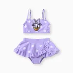 Disney Mickey and Friends Baby/Toddler Girls 2pcs Warermellon Polka Dots Embroidered Minnie Patch Swimsuit Purple