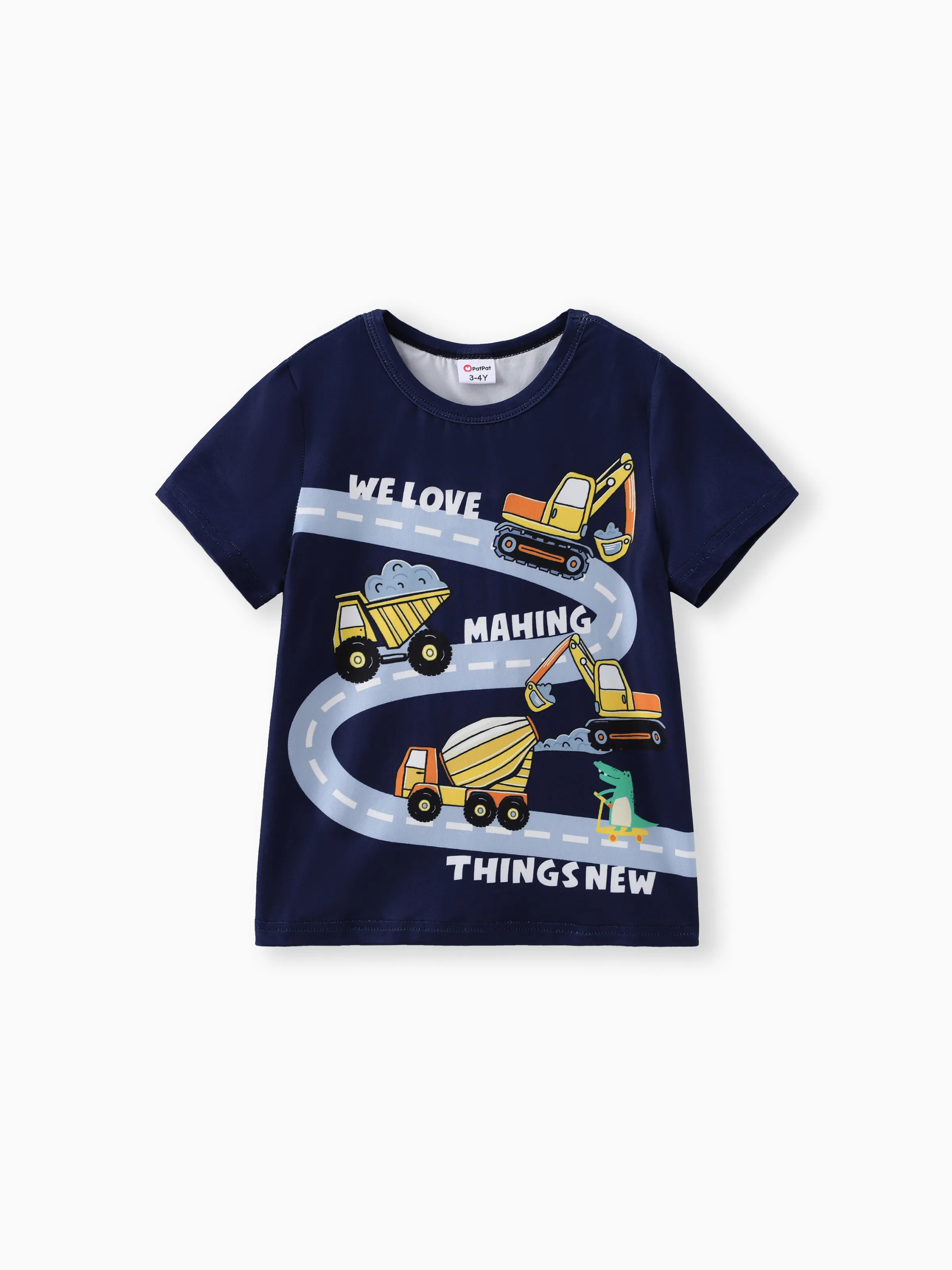 

Toddler Boy Vehicle Print Colorblock Short-sleeve Tee