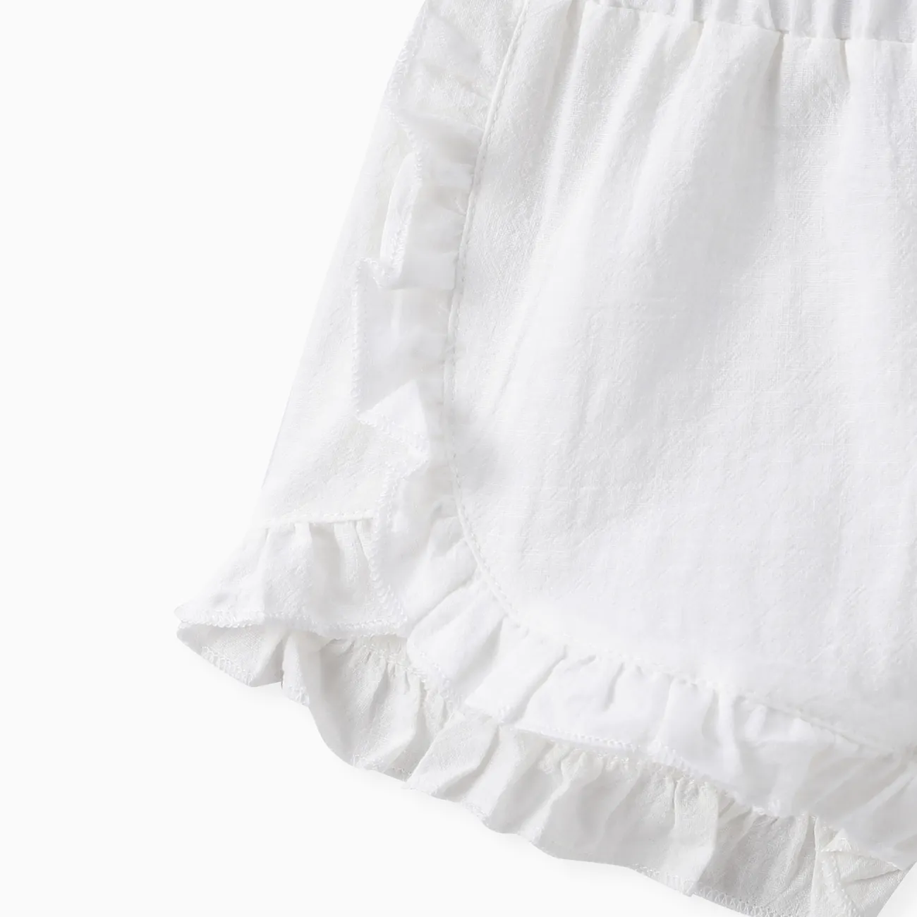 嬰兒 女 荷葉邊 休閒 短褲 白色 big image 1