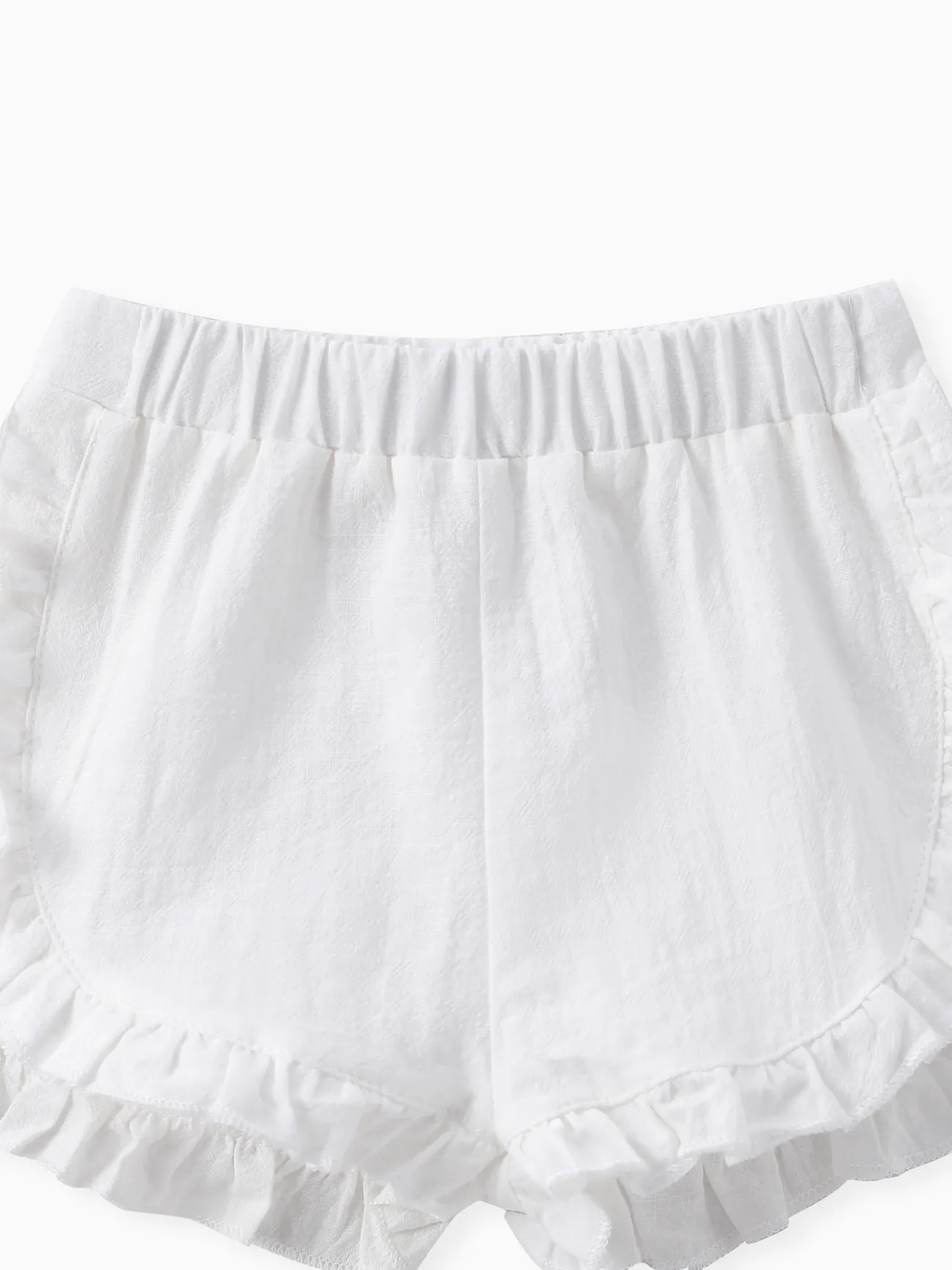 Bebé Chica Volantes Informal Pantalones cortos Blanco big image 1
