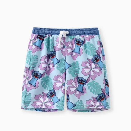 Disney Stitch 幼兒/兒童女孩/男孩 1 件夏威夷花卉風格人物印花泳衣/泳褲