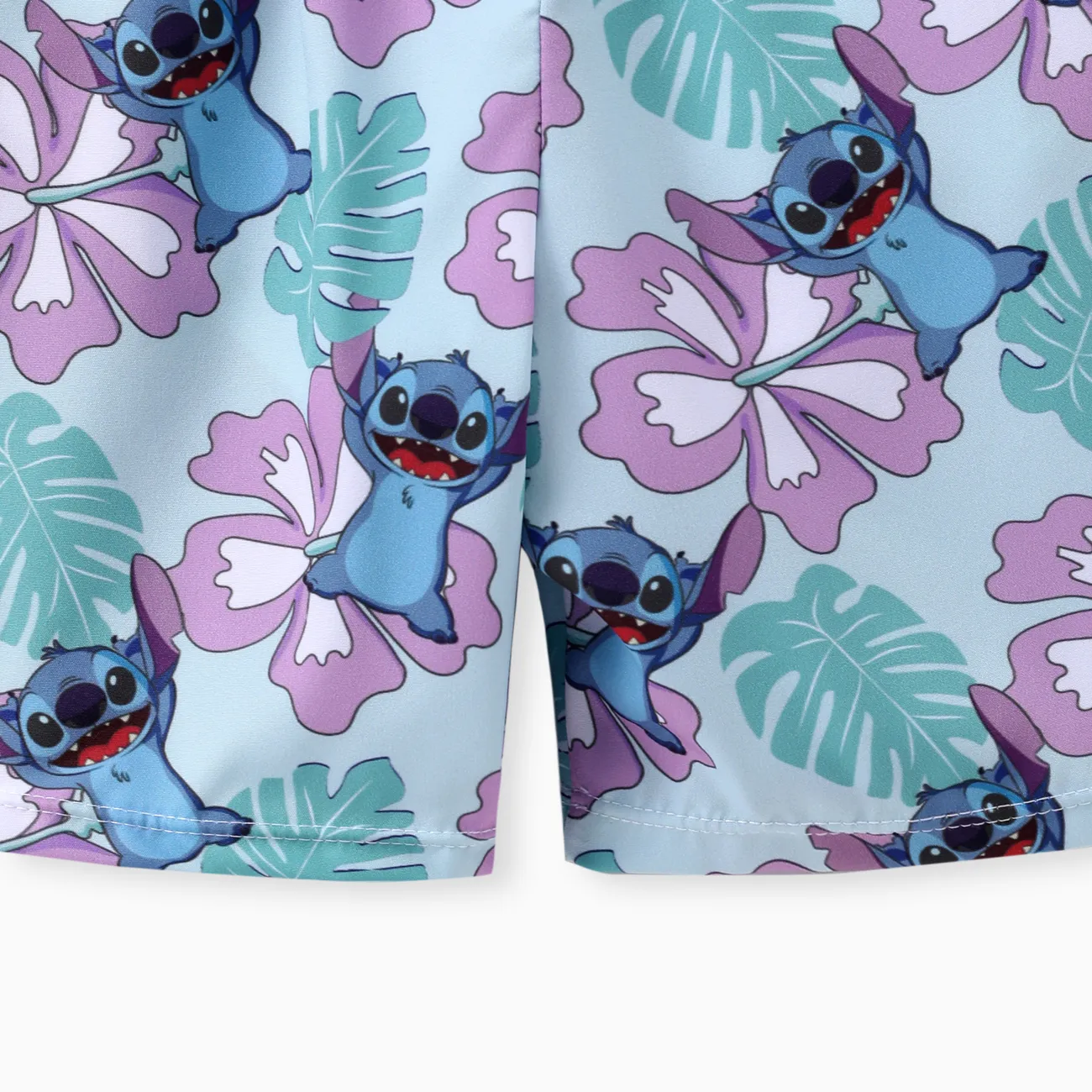 Disney Stitch Toddler/Kid Girls/Boys 1pc Hawaii Floral Style Character Print Swimsuit/Swimming Trunks Blue big image 1