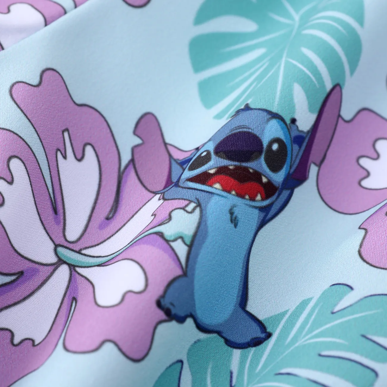 Disney Stitch Toddler/Kid Girls/Boys 1pc Hawaii Floral Style Character Print Swimsuit/Swimming Trunks Blue big image 1