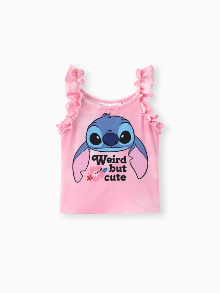Disney Stitch Kleinkind/Kind Mädchen 1pc Naia™ Batik-Charakterdruck Rüschen-Tanktop
