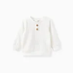 嬰兒 中性 基礎 長袖 T恤 白色