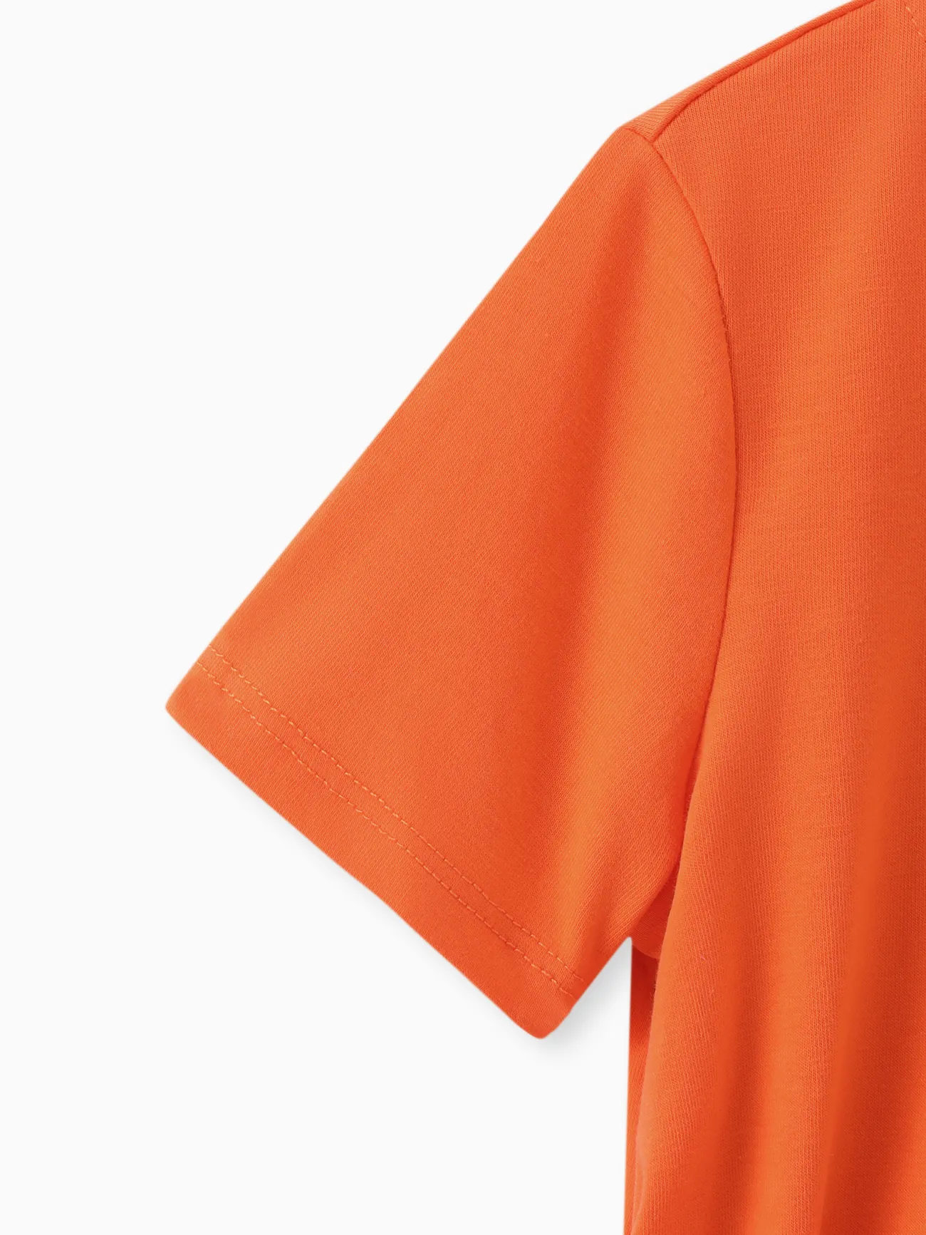 Toddler Girl Solid Curved Hem Short-sleeve Belted Dress Orange color big image 1