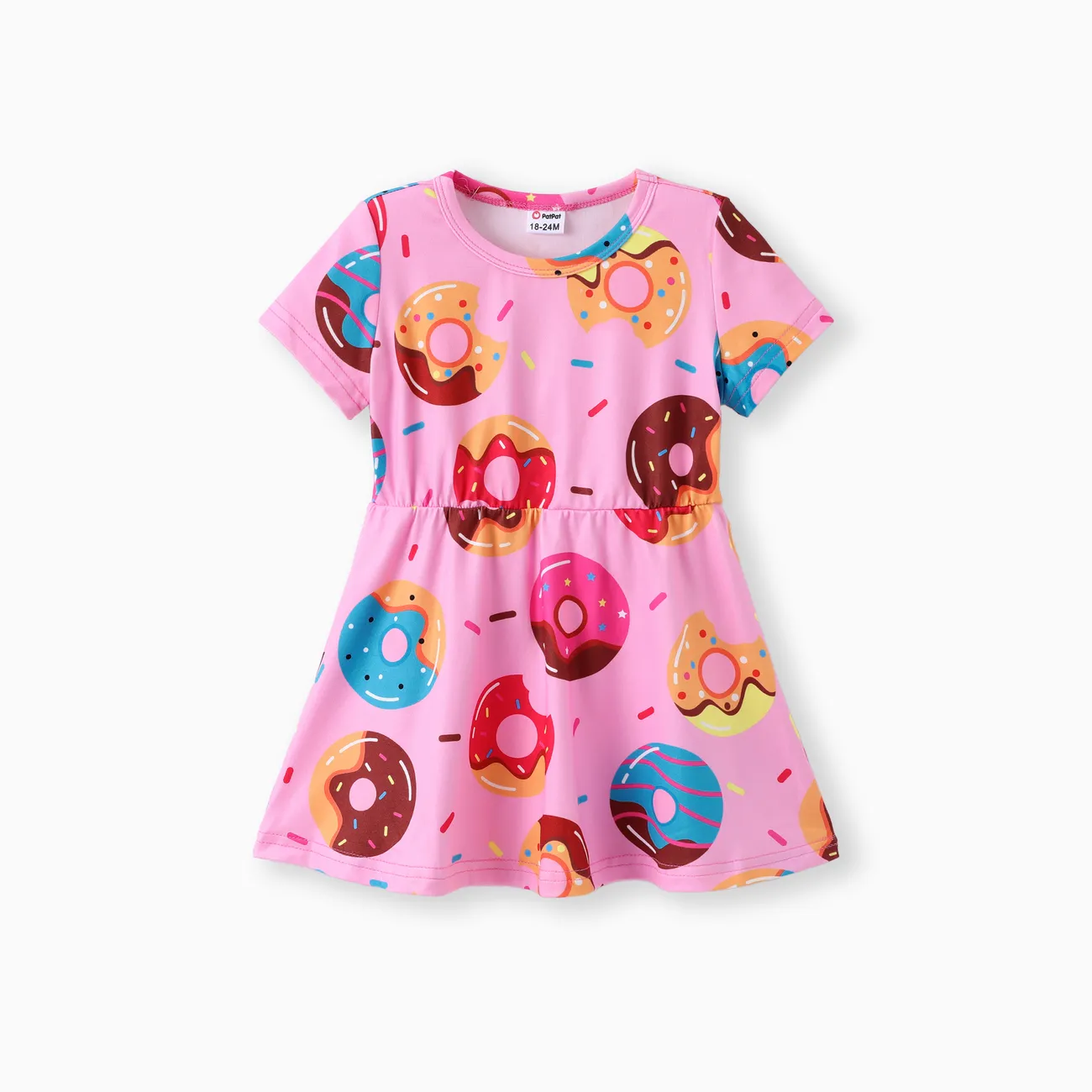 Toddler Girl Food Donut Print Short-sleeve Dress