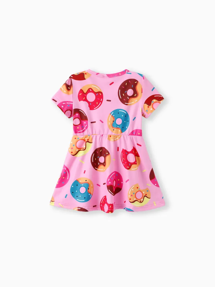 Toddler Girl Food Donut Print Short-sleeve Dress