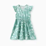 Toddler Girl Sweet Flutter-sleeve Floral Dress Light Green